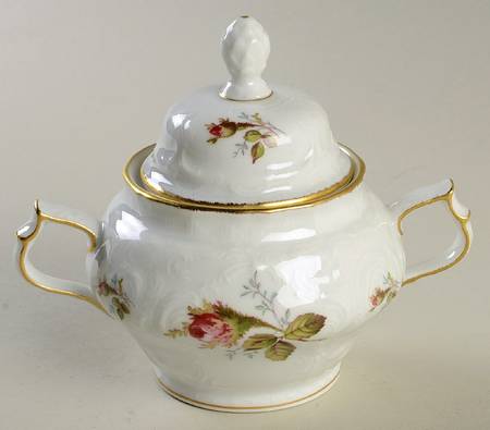 Rosenthal - Continental Moss Rose (Sans Souci, White) Mini Sugar Bowl & Lid