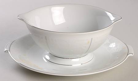 Rosenthal - Continental White Velvet (No Trim) Gravy Boat with Attached Underplate