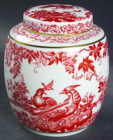 Royal Crown Derby Red Aves (Older, Discontinued 1997) Small Ginger Jar & Lid