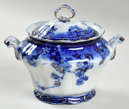 Ridgway Ridgways Lugano Flow Blue Sugar Bowl  Lid