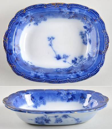 Ridgway Ridgways Lugano Flow Blue 8 Oval Vegetable Bowl