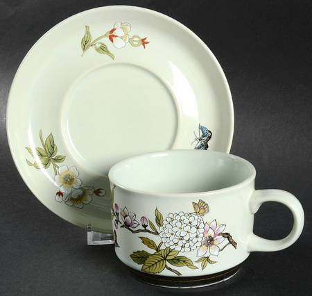 Shafford Chinese Garden (Earthenware) Flat Cup & Saucer Set