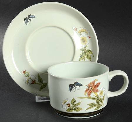 Shafford Chinese Garden (Earthenware) Flat Cup & Saucer Set