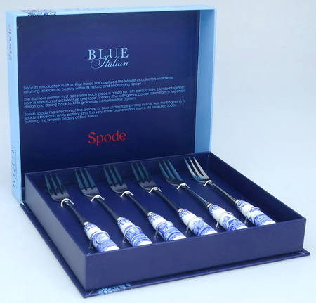 Spode Blue Italian Pastry Fork - Set of 6