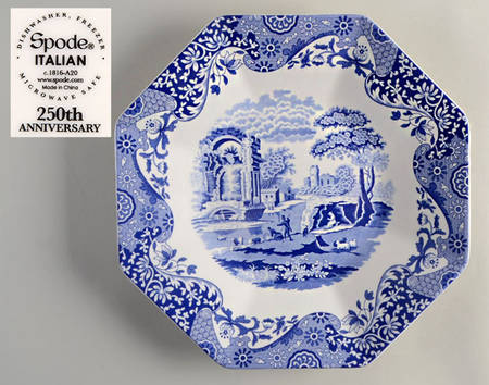 Spode Blue Italian 14" Octagonal Serving Platter 250th Anniversary