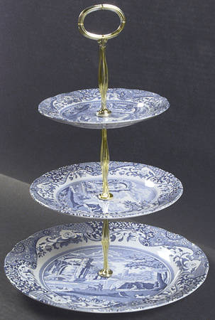 Spode Blue Italian 13 7/8"-14 1/4" 3-Tiered Serving Tray(DP,SP,BB) HC