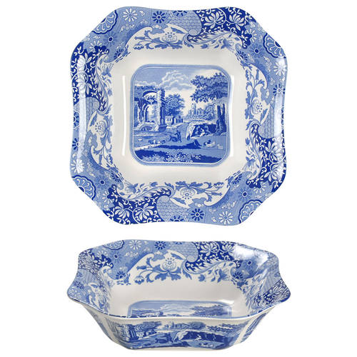 Spode Blue Italian 9" Square Vegetable Bowl
