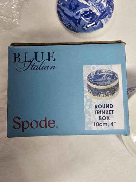 Spode Blue Italian 4" Round Box & Lid
