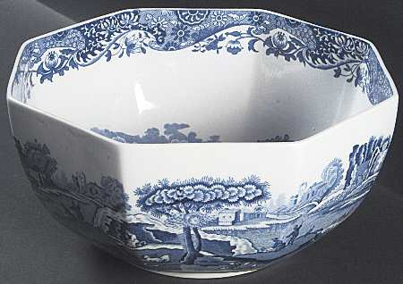 Spode Blue Italian 10" Octagonal Vegetable Bowl