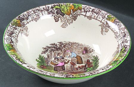 Spode Byron Multicolor (Green Trim) 9" Round Vegetable Bowl