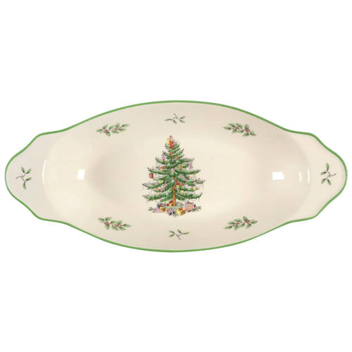 Christmas Tree Handled Serving Platter 15.25 Inch