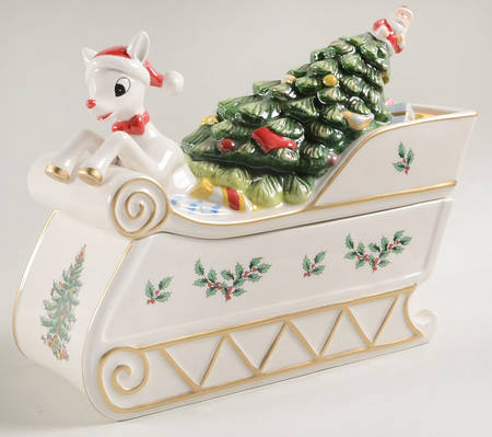 Spode Christmas Tree Figural Cookie Jar & Lid