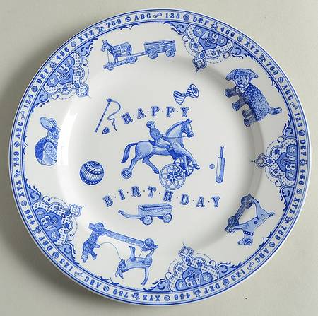 Spode Edwardian Child Collection Blue Happy Birthday Plate