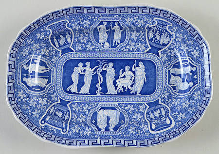 Spode Greek Blue 10" Oval Serving Platter