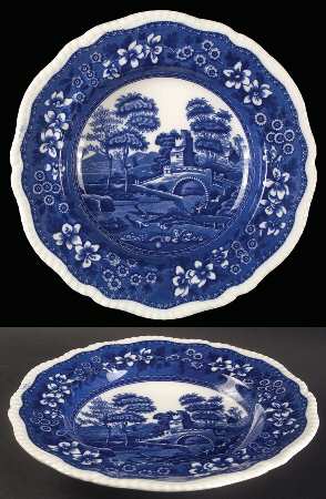Spode Tower Blue (No #,Older, Gadroon) Large Rim Soup Bowl