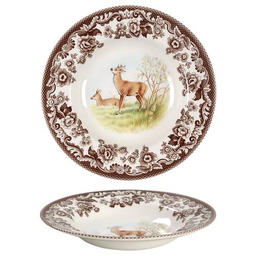 Spode Woodland Deer Soup Plate - Brown