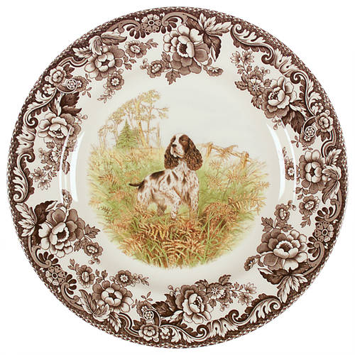 Spode Woodland English Spaniel Dinner Plate - Brown