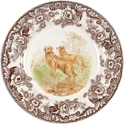 Spode Woodland Golden Retriever Dinner Plate - Brown