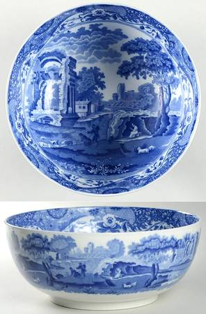 Spode Blue Italian (Older) 10" Large Salad Serving Bowl