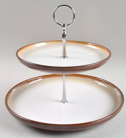 Sango Nova Brown 2 Tiered Serving Tray (Dinner & Salad Plate)