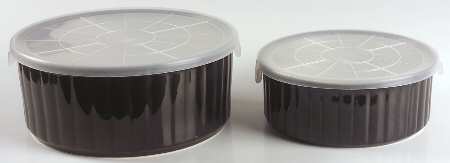Sango Nova Black (Newer, Grayish White Center) (Set of 2) Ceramic Storage Bowls