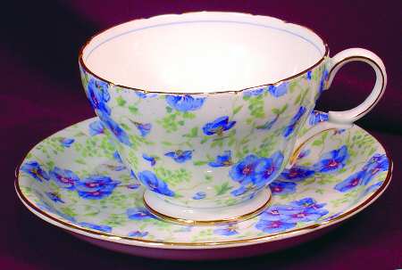Blue Pansy Chintz (Gold Trim) by Shelley