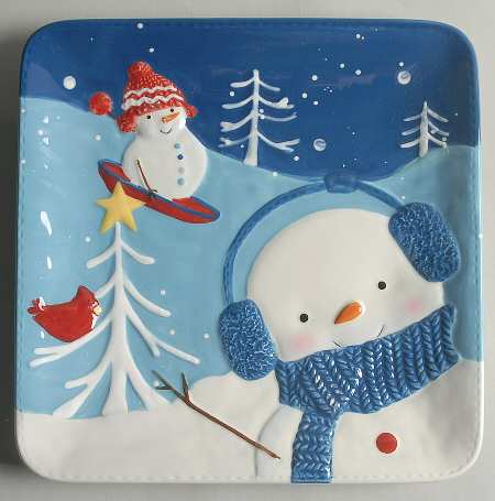 St Nicholas Square Let It Snow Square Salad Plate