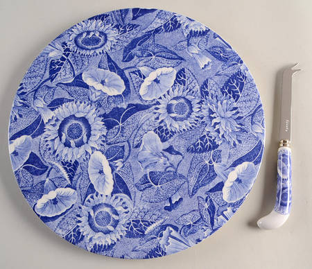 Spode Sunflower (Blue Room Sunflower) Cheese Plate & Knife Set