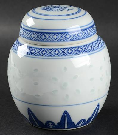Tienshan Rice Flower Small Ginger Jar & Lid
