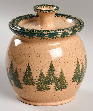 Three Rivers Winter Pines Brown (Hand Thrown) Sugar Bowl & Lid