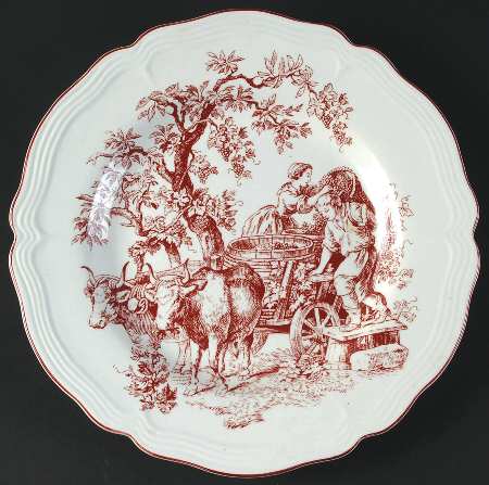 New England Toile Burgundy by Tabletops Unlimited