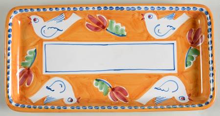 Vietri (Italy) Campagna Bird (Uccello) 15" Rectangular Serving Platter