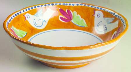 Vietri (Italy) Campagna Bird (Uccello) 12" Round Serving Bowl