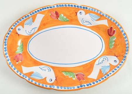 Vietri (Italy) Campagna Bird (Uccello) 16" Oval Serving Platter