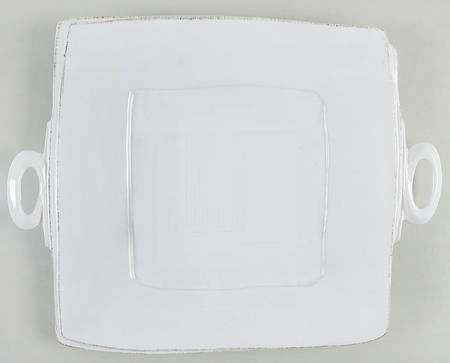 Vietri (Italy) Lastra White (Bright White Glaze) 13" Square Handled Platter
