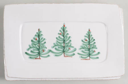 Vietri Lastra Holiday Small Rectangular Tray - Handpainted
