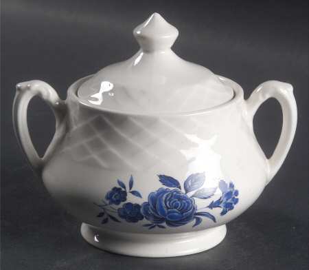 Wedgwood Blue Rose Sugar Bowl & Lid