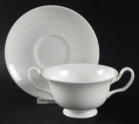 Wedgwood Wedgwood White (Bone) Footed Cream Soup Bowl & Saucer Set