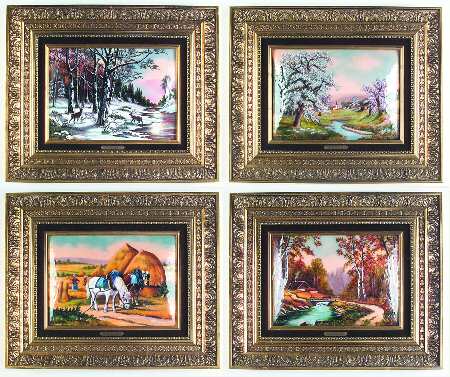 Four Seasons Enamel Paintings by Betourne Studios