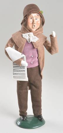 Byers' Choice Ltd Victorian Assorted Carolers Man With Music-Brown Coat And Hat - No Box