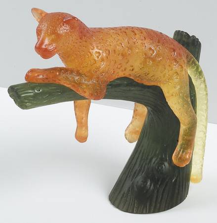 Daum Daum Figurines Panther In TreeAmber No Box Daum Daum Figurines Panther In TreeAmber No Box