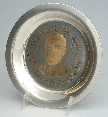 Franklin Mint Presidential Plates Warren G Harding29th President  No Box