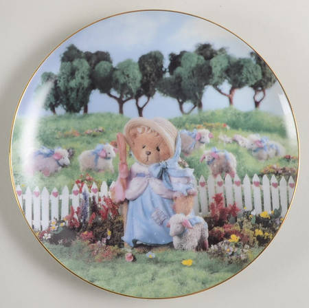 Hamilton Collection Cherished Teddies Nursery Rhymes Plates Little Bo Peep - No Box