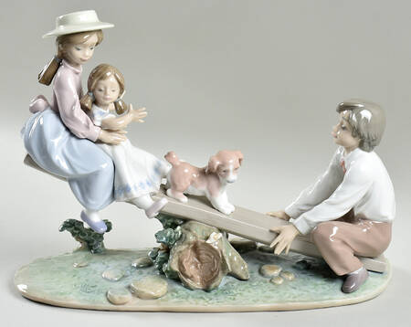 Lladro Children Playing Seesaw Friends - Boxed