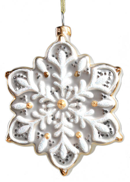 898514 3.5 x 1 x 3.5 in. Blown Glass Snowflake Ornament