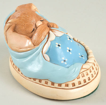 PenDelfin PenDelfin Figurine Poppet-Blue Blanket-Small White Flowers - Boxed