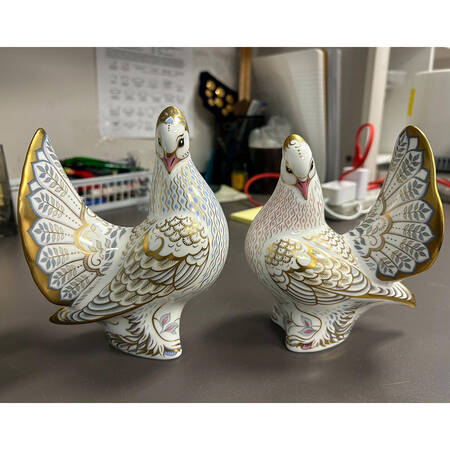 Royal Crown Derby Diamond Jubilee Diamond Jubilee DovesPair  Boxed