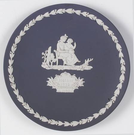Wedgwood Mother's Day Plate Mother & Child-White On Portland - Boxed