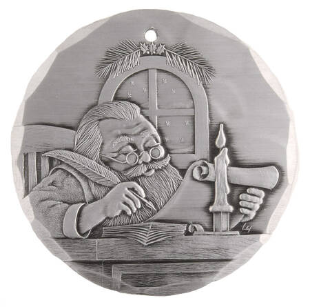Annual Santa Ornament-Aluminum by Wendell August