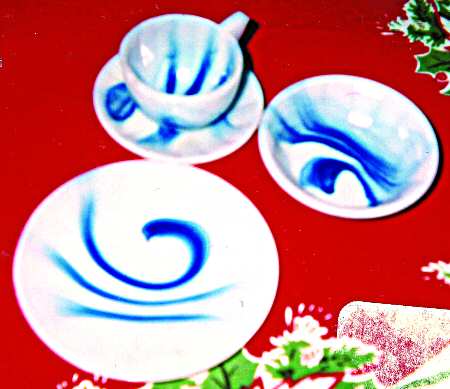 Stacked Disc and Panel Blue and White by Akro Agate